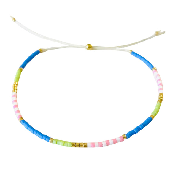 Atteline Blue, Pink & Green Miyuki Bead Bracelet