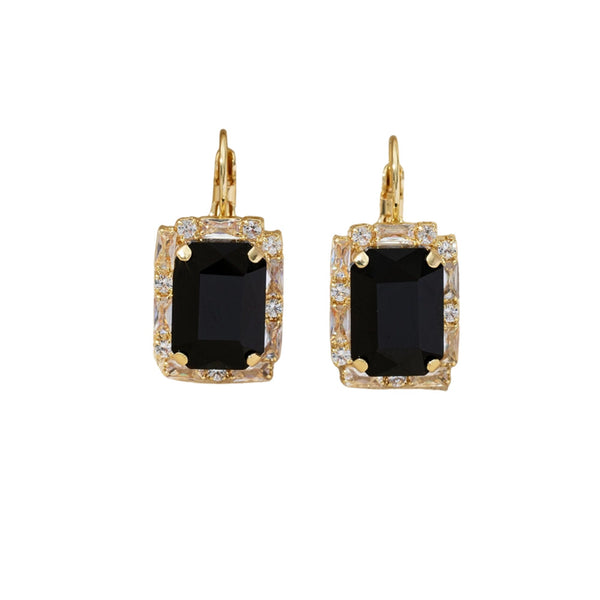 Blossom Black Glass Crystal Drop Earrings