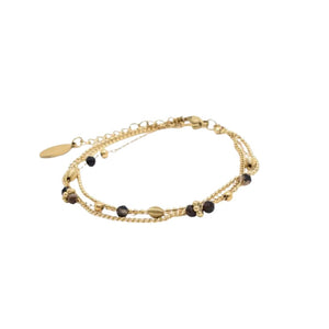 Kapyco Paris Black Onyx Gold Triple Bracelet, Size S/M