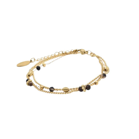 Kapyco Paris Black Onyx Gold Triple Bracelet, Size S/M