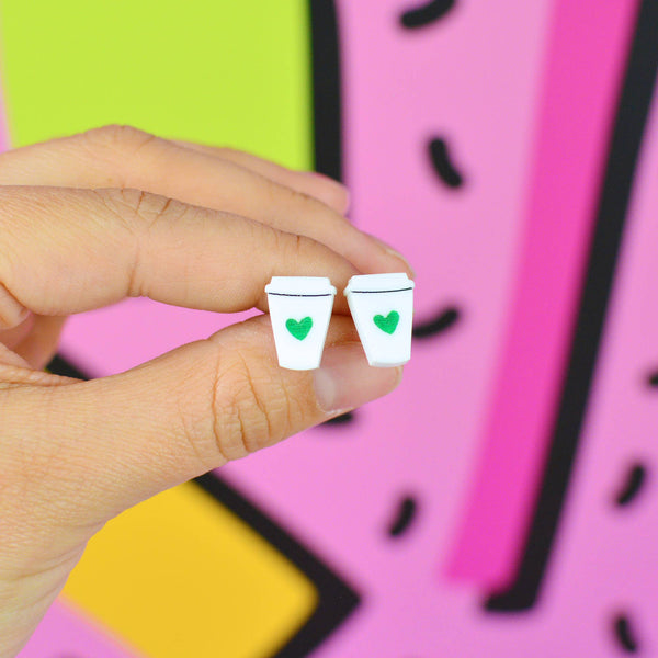 Coffee cup stud earrings