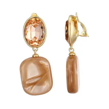 Belle Jewellery Beige Statement Resin Clip On Earrings