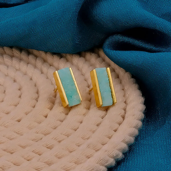 El Joyero Light Green Druzy Bar Stud Earrings