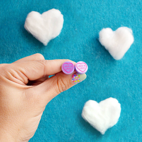 Silly Loaf Sweetie Love Heart (Love Is Love)  Stud Earrings
