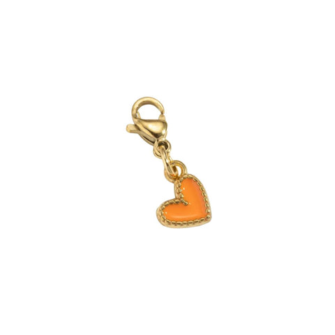 Cosmos Orange Heart Charm For Charm Necklace/Bracelet