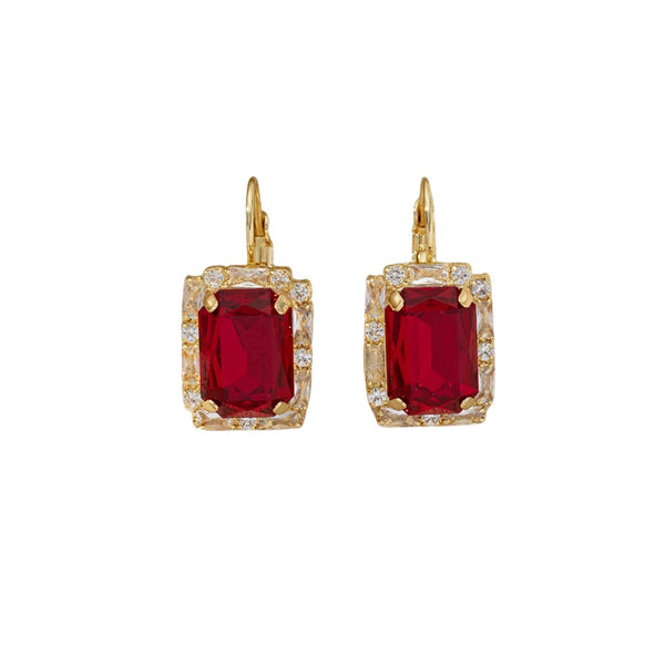 Blossom Red Glass Crystal Drop Earrings
