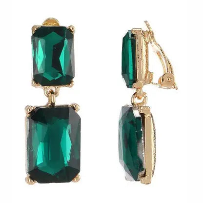 Belle Jewellery Emerald Green Crystal Clip On Statement Earrings