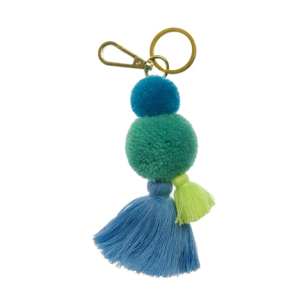 Pom Pom Galore, Sea Blues Pom Pom & Tassel Keyring, Bag Charm