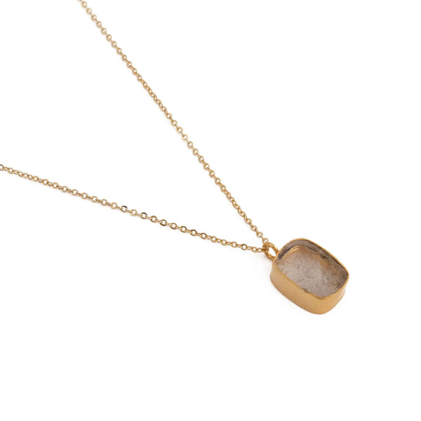 El Joyero Hand Mand Raw Crystal Quartz Gemstone Necklace, April Birthday