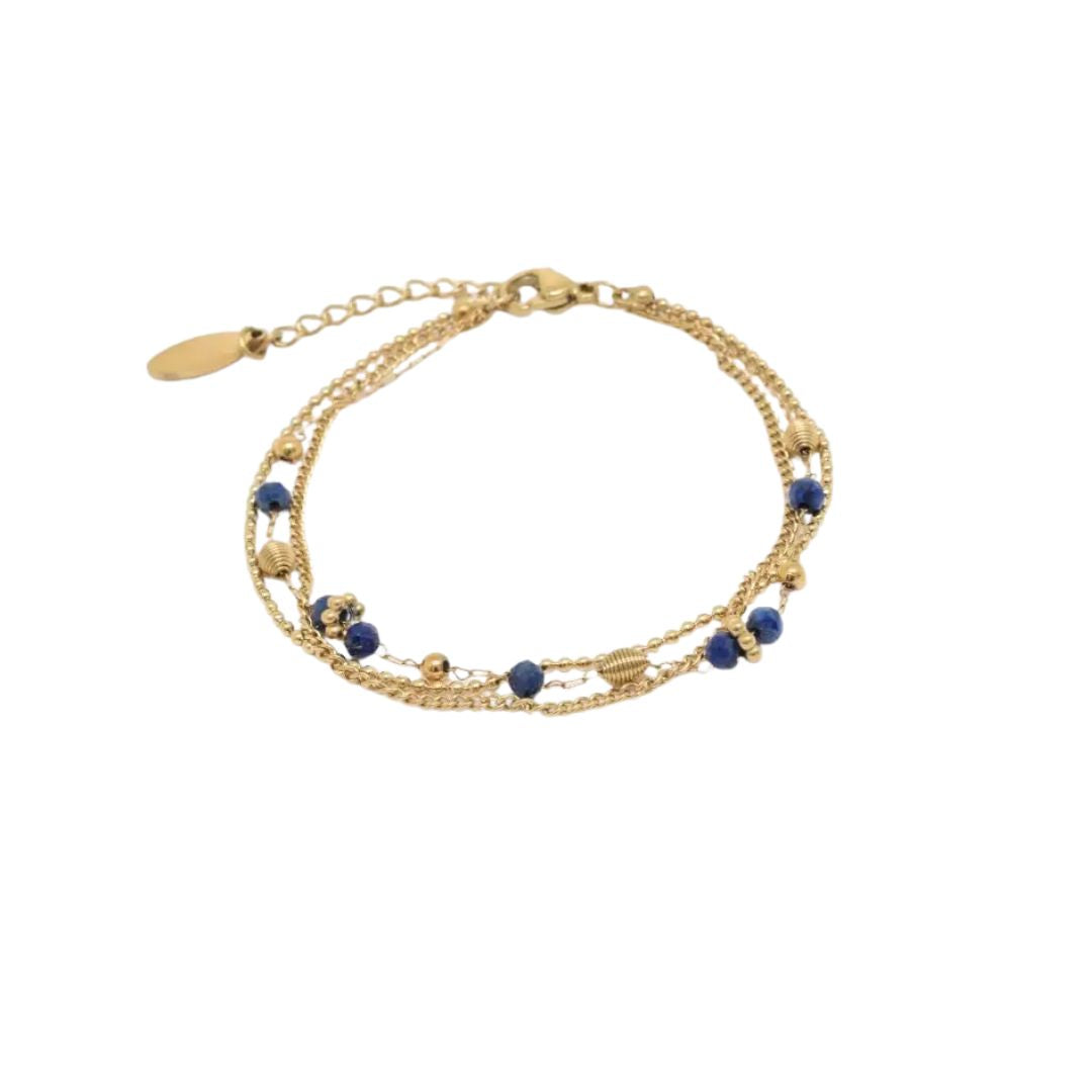 Kapyco Paris Lapis Lazuli Gold Triple Bracelet, Size S/M