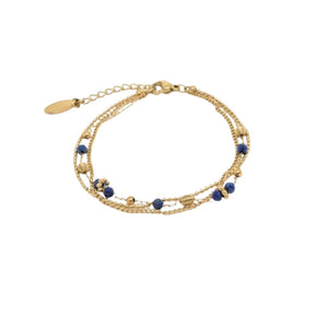 Kapyco Paris Lapis Lazuli Gold Triple Bracelet, Size S/M