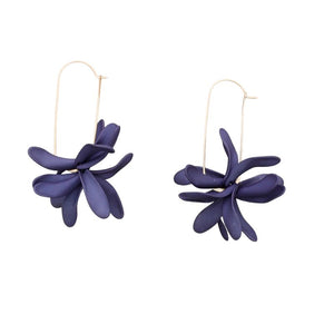 Sonata Navy Resin Petal Statement Hoop Earrings