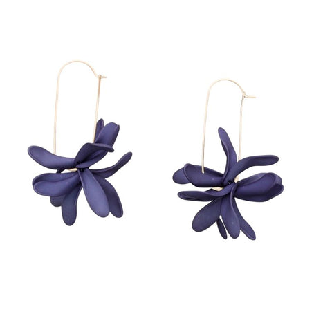 Sonata Navy Resin Petal Statement Hoop Earrings