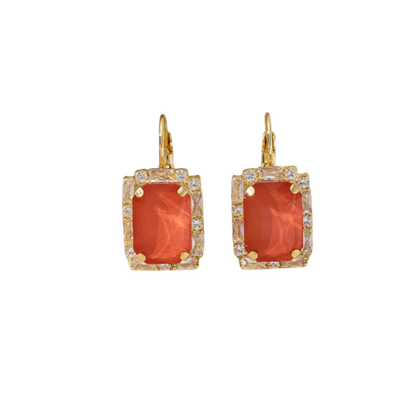 Blossom Orange Glass Crystal Drop Earrings