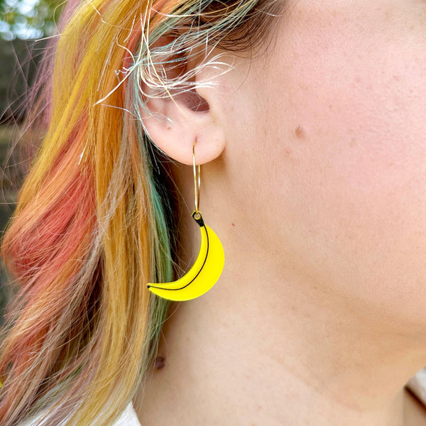 Silly Loaf Banana Hoop Earrings