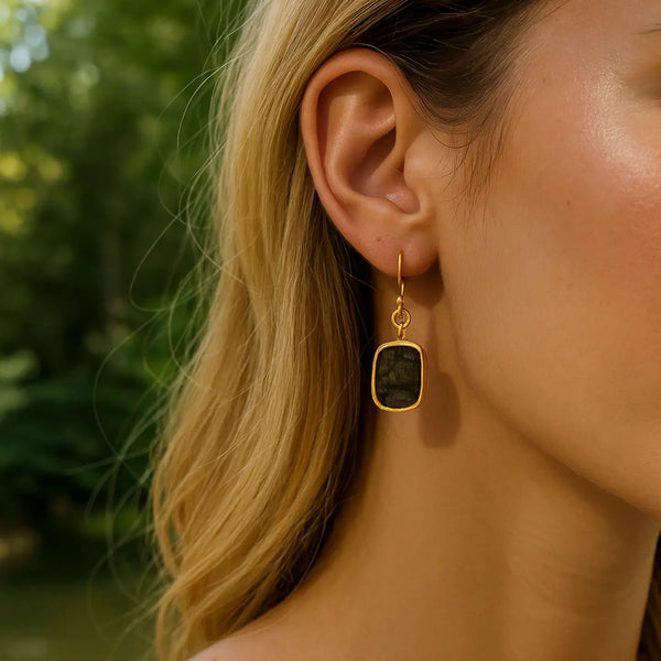 El Joyero Handmade Raw Citrine Gemstone Stud Earrings