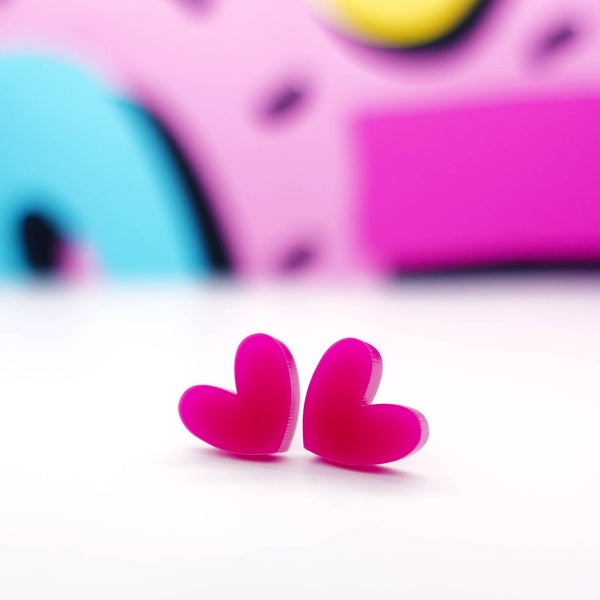 Pink Heart Stud Earrings