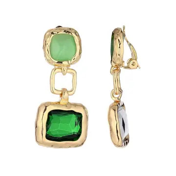 Belle Jewellery Green Crystal Statement Clip On Earrings