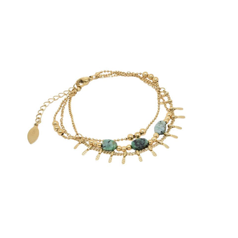 Kapyco Paris African Turquoise Triple Gold Bracelet