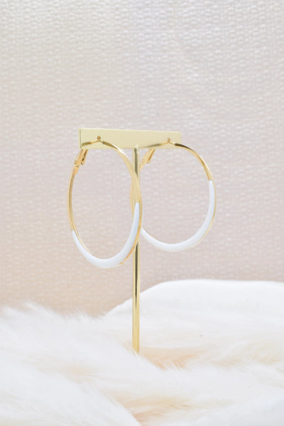 Kapyco Paris 46mm White Enamel Creole Gold Hoop Earrings