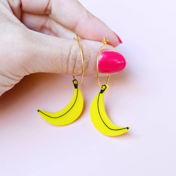 Silly Loaf Banana Hoop Earrings