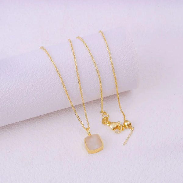 El Joyero Raw Moonstone Square Gemstone Necklace, June Birthstone