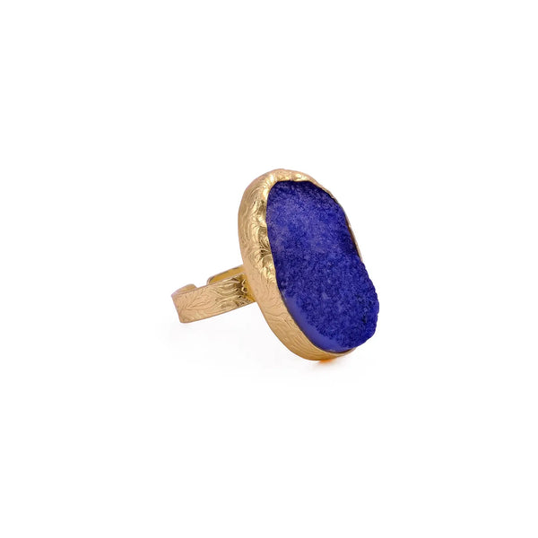 El Joyero Hand Made Blue Druzy Adjustable Ring