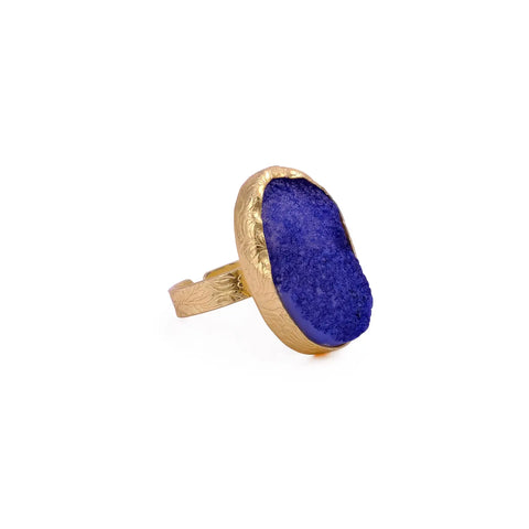 El Joyero Hand Made Blue Druzy Adjustable Ring