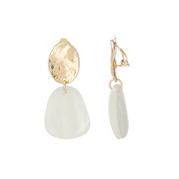 Belle Jewellery Ivory Resin Statement Clip On Earrings