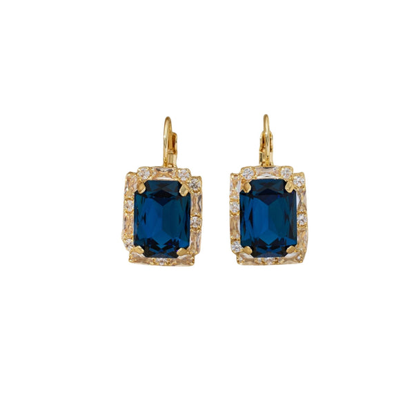 Blossom Navy Glass Crystal Drop Earrings