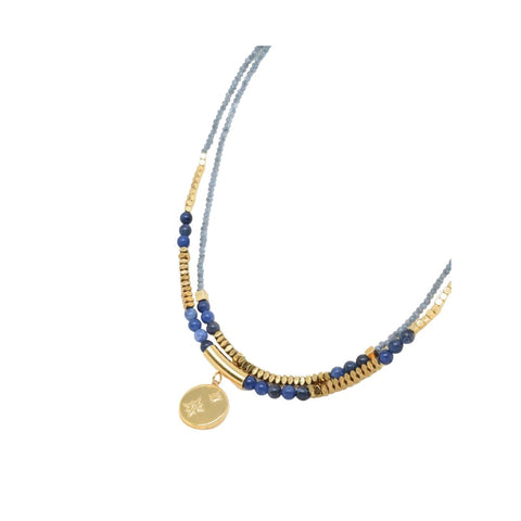 Kapyco Paris Blue Triple Beaded Necklace
