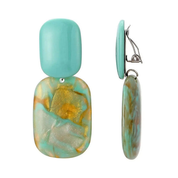 Belle Jewellery Opaline Green Resin Statement Clip On Earrings