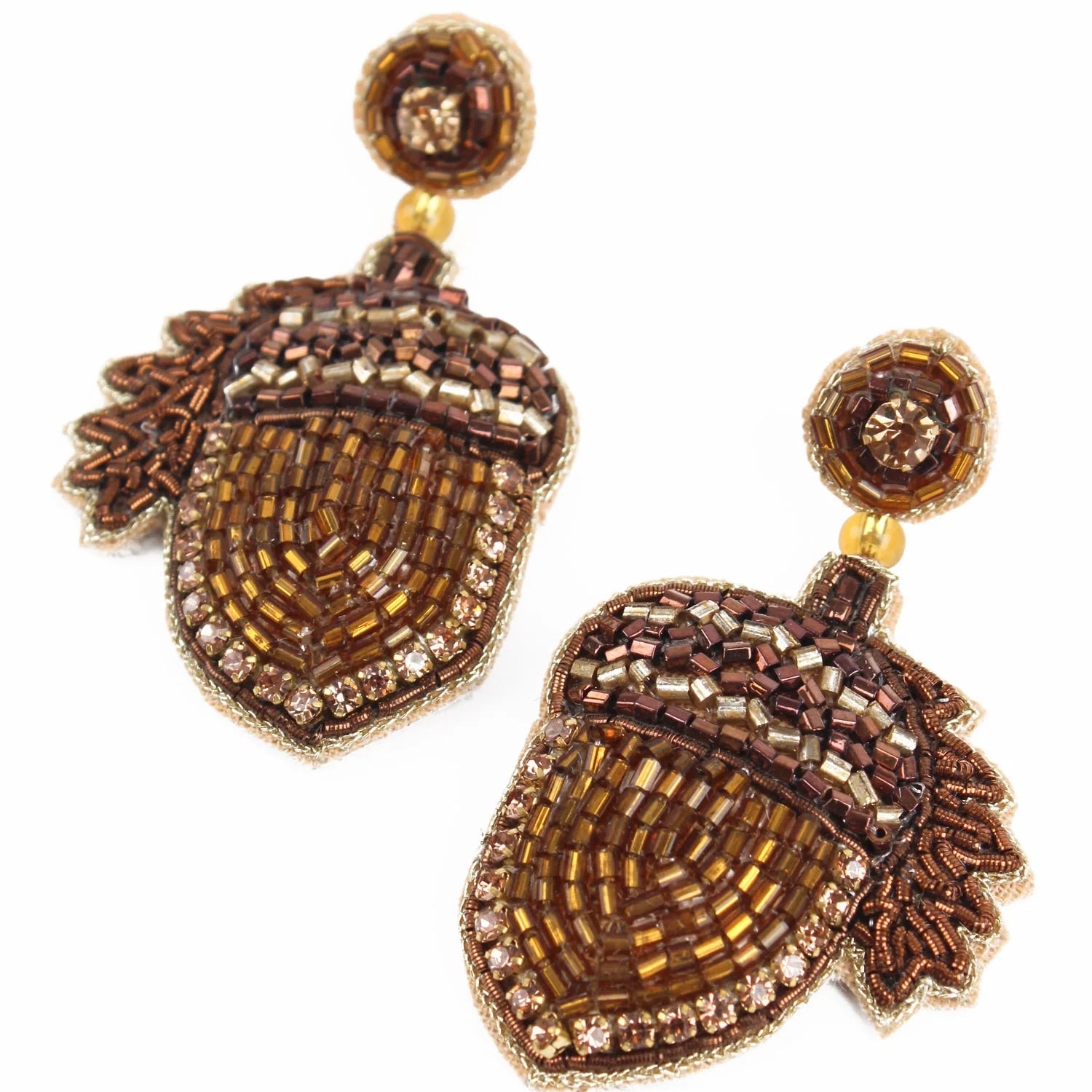 My Doris Hand Beaded Acorn Stud Earrings