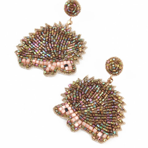 My Doris Hand Beaded Hedgehog Stud Earrings