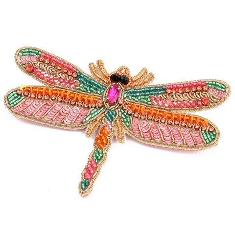 My Doris Hand Beaded Pink Dragonfly Brooch