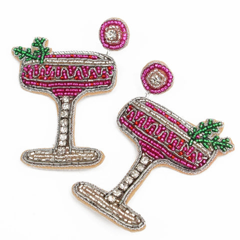 My Doris Hand Beaded Berry Fizz Cocktail Stud Earrings