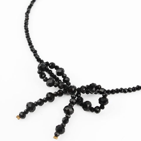 My Doris Black Bow Beaded Necklace