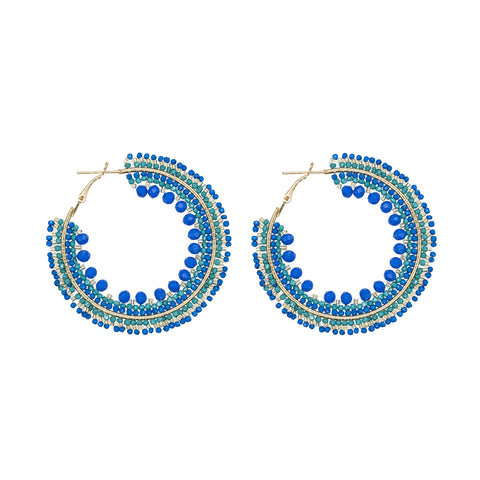 The Narratives Royal Blue Ombre Beaded Hoop Earrings