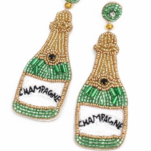 My Doris Hand Beaded Champagne Stud Earrings