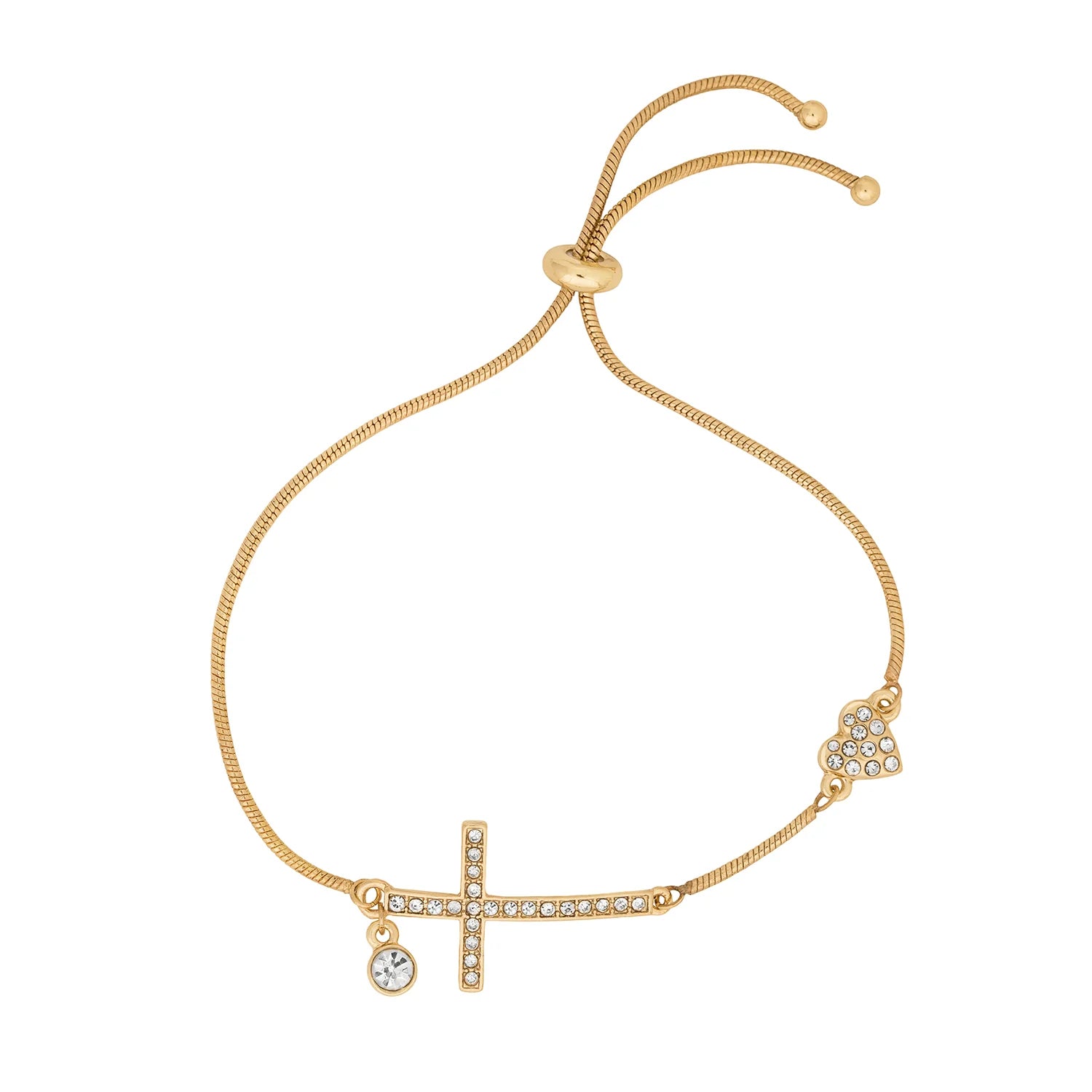 Caramel Jewellery Gold Crystal Cross Friendship Bracelet