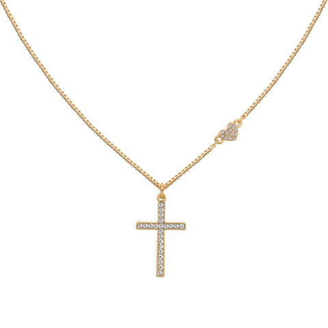 Caramel Jewellery Gold Crystal Cross Necklace
