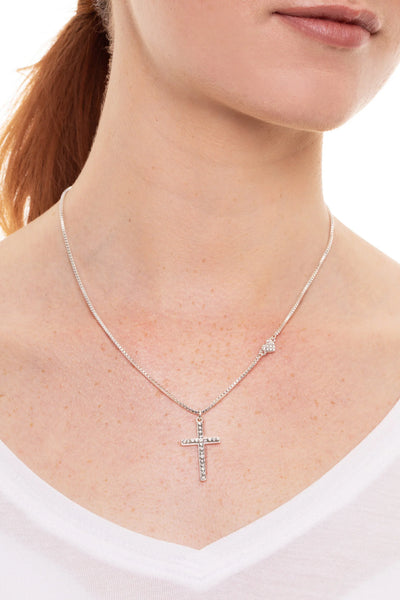 Caramel Jewellery Silver Crystal Cross Necklace