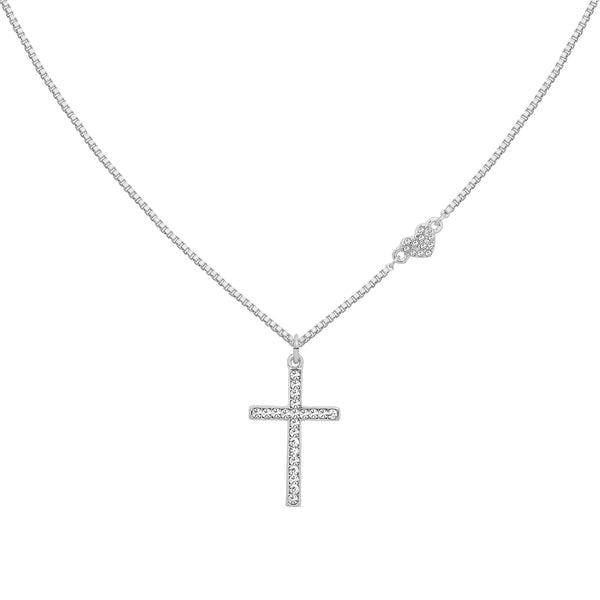Caramel Jewellery Silver Crystal Cross Necklace