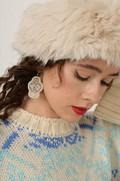 My Doris Hand Beaded Christmas Angel Stud Earrings