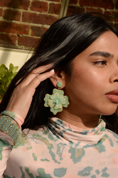 my-doris-hand-beaded-mint-large-flower-stud-earrings