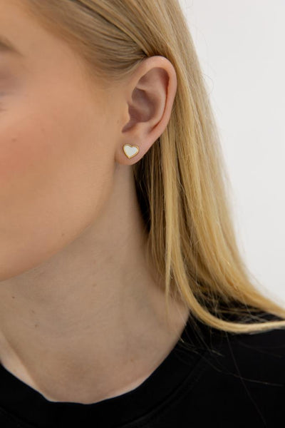 Last True Angel Mother Of Pearl Heart Stud Earrings