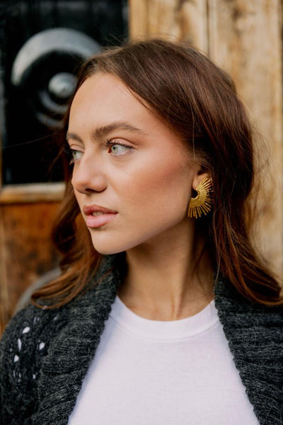 Last True Angel Gold Sunray Statement Earrings