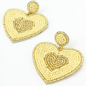 My Doris Gold & Cream Heart Drop Earrings