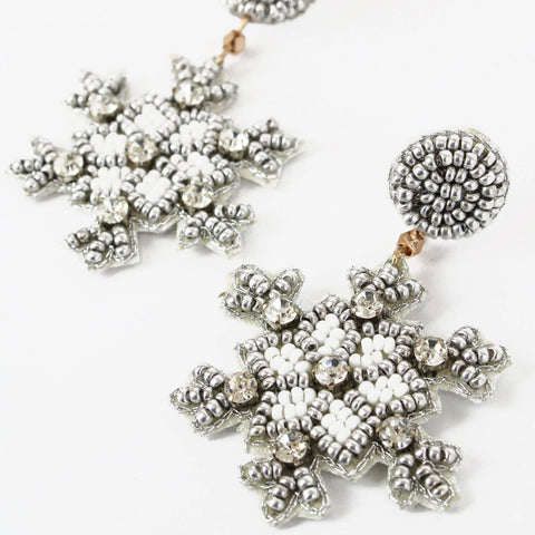 My Doris Hand Beaded Snowflake Stud Earrings
