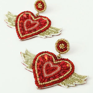 My Doris Red Flying Heart Earrings